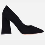 Buty skórzane Visconi czarny zamsz - trójkątny obcas 7546