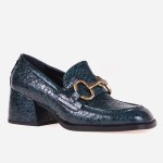 Mokasyny Visconi model 3189 w kolorze zielonym ze skóry naturalnej z ozdobą