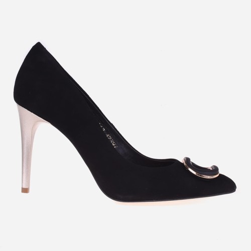 Skórzane szpilki nero model 7643 ozdoba