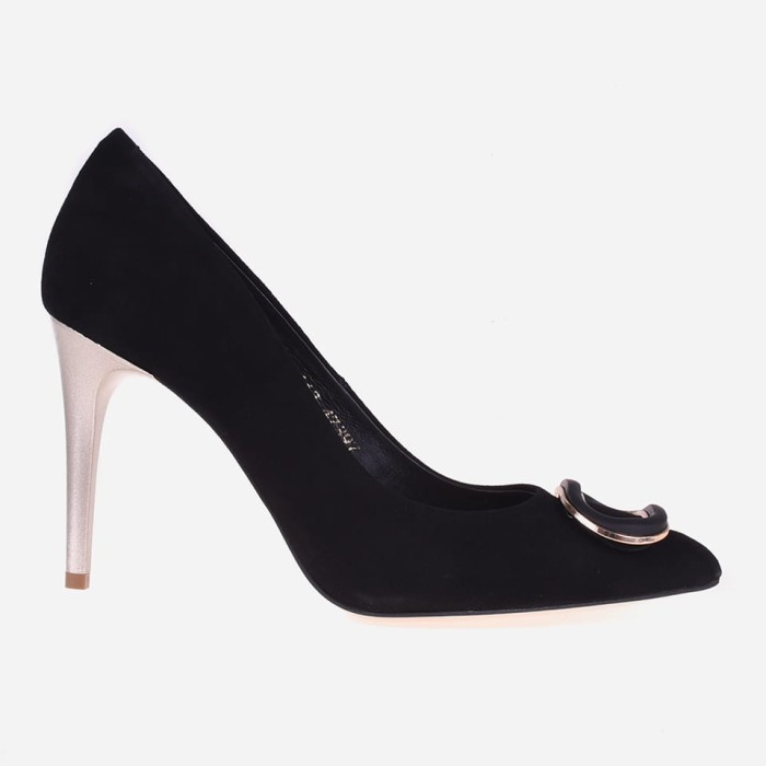 Skórzane szpilki nero model 7643 ozdoba
