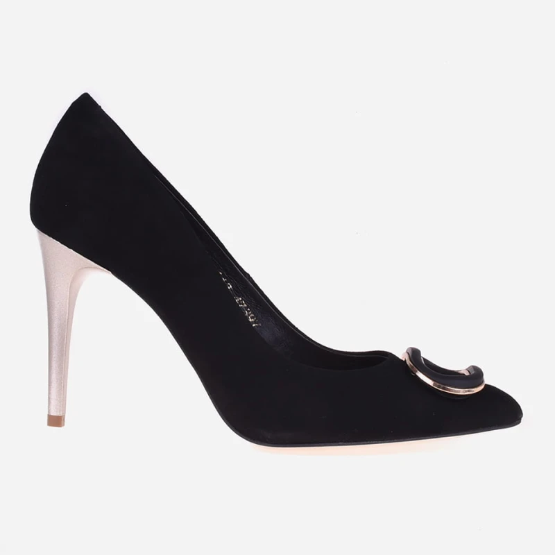 Skórzane szpilki nero model 7643 ozdoba