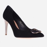 Skórzane szpilki nero model 7643 ozdoba zamsz