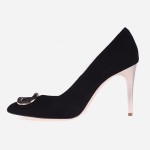 Skórzane czółenka nero złota szpilka model 7643 ozdoba Visconi