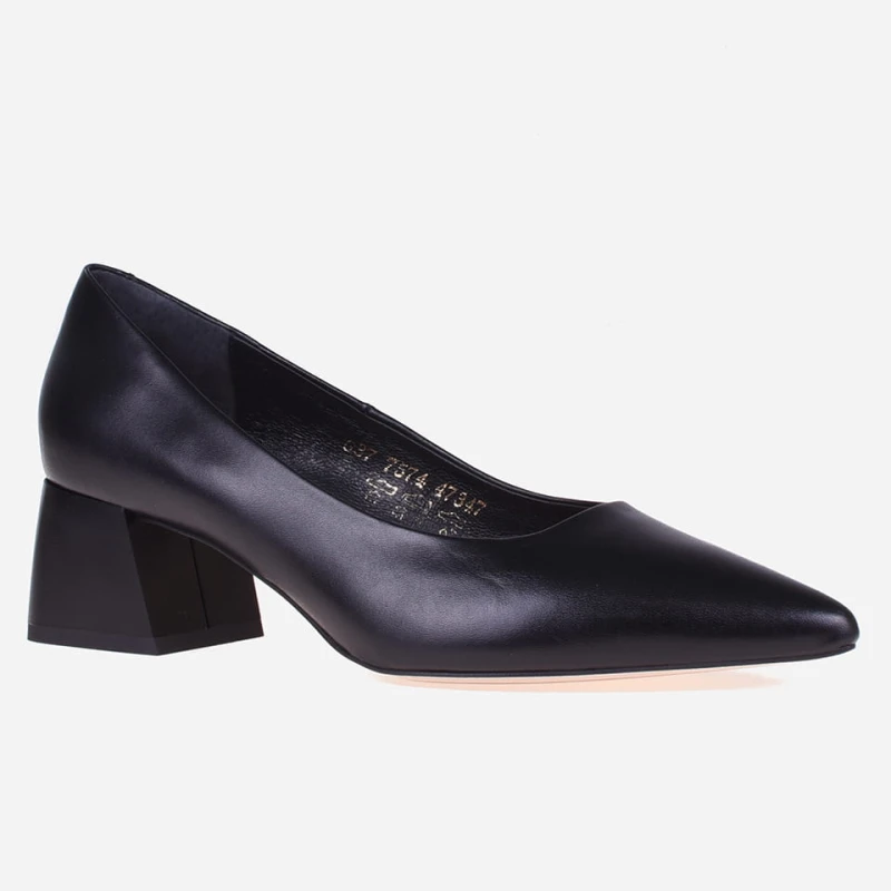 Niskie skórzane czółenka Visconi model 7574 nero