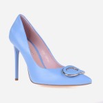 Niebieskie skórzane czółenka na szpilce Visconi model 7633