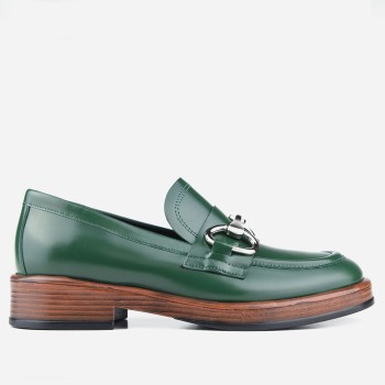 Mokasyny 3177- Green - ozdoba srebrna