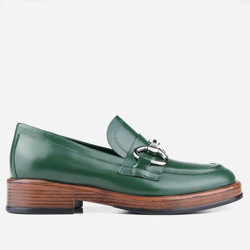 Mokasyny 3177 Green ozdoba srebrna Visconi