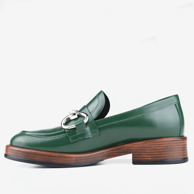 Mokasyny 3177 Green ozdoba srebrna Visconi - bok