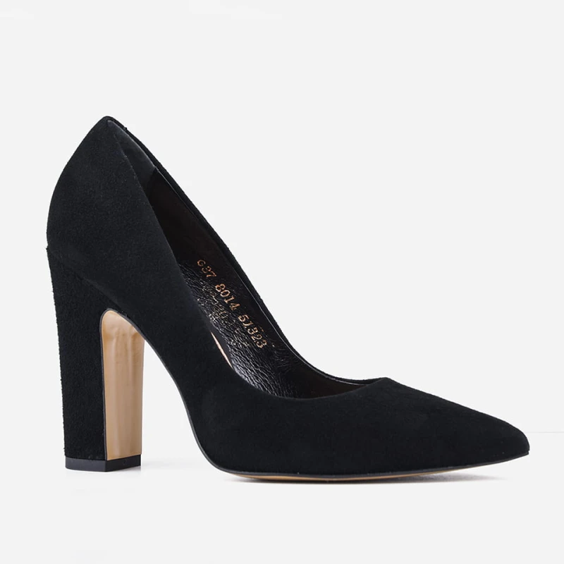 Czółenka 8014 Nero zamsz słupek