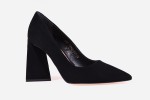 Buty skórzane Visconi czarny zamsz - trójkątny obcas 7340 - profil
