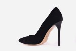 Skórzane czółenka Visconi czarny zamsz 8014 - szpilka