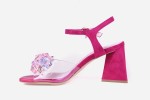 Różowe skórzane sandały Visconi z ozdobą 4570